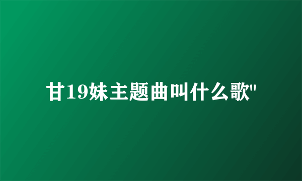 甘19妹主题曲叫什么歌