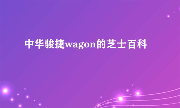 中华骏捷wagon的芝士百科