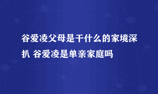 谷爱凌父母是干什么的家境深扒 谷爱凌是单亲家庭吗