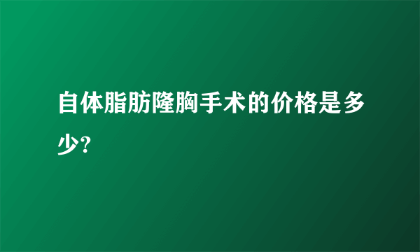 自体脂肪隆胸手术的价格是多少?