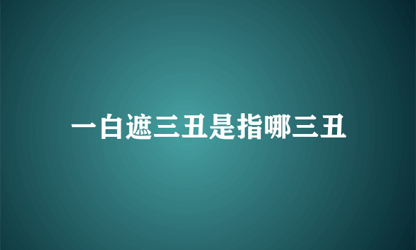 一白遮三丑是指哪三丑