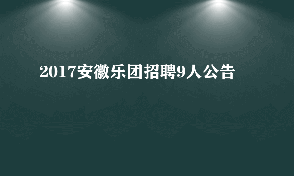 2017安徽乐团招聘9人公告