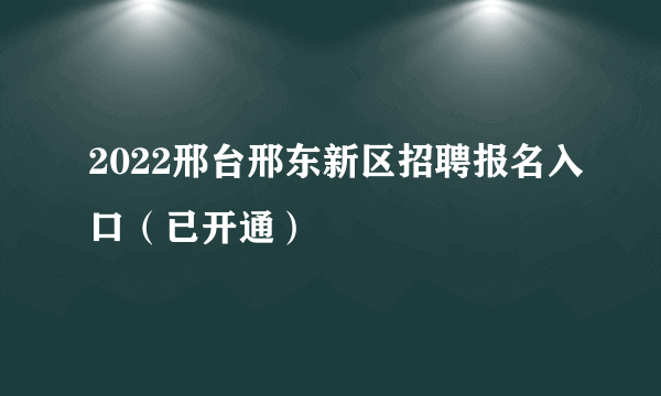 2022邢台邢东新区招聘报名入口（已开通）