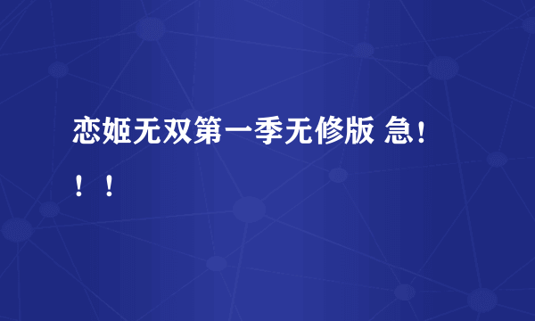 恋姬无双第一季无修版 急！！！