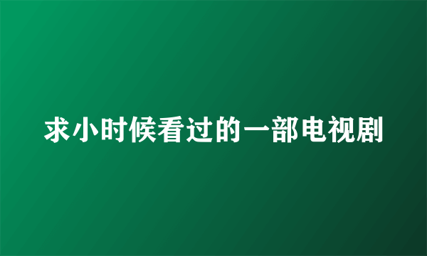 求小时候看过的一部电视剧