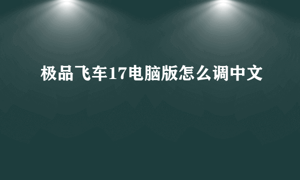 极品飞车17电脑版怎么调中文