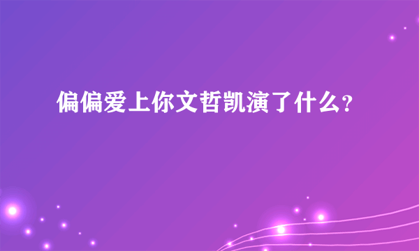 偏偏爱上你文哲凯演了什么？