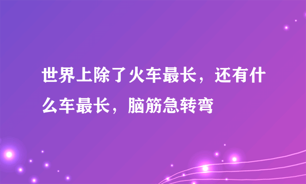 世界上除了火车最长，还有什么车最长，脑筋急转弯