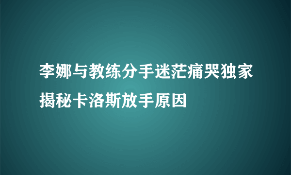 李娜与教练分手迷茫痛哭独家揭秘卡洛斯放手原因