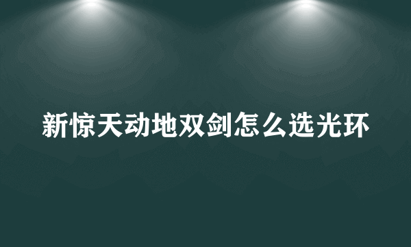 新惊天动地双剑怎么选光环