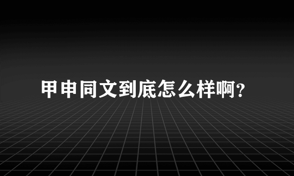 甲申同文到底怎么样啊？