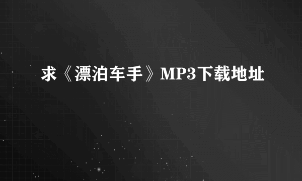 求《漂泊车手》MP3下载地址