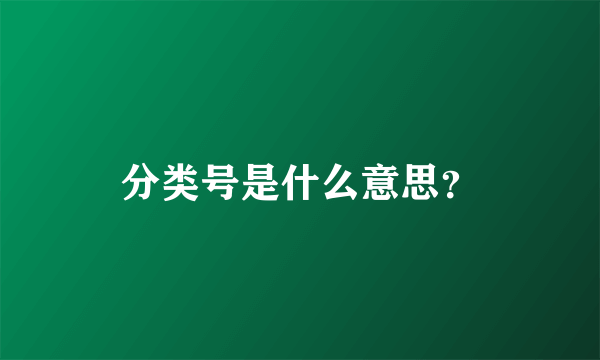 分类号是什么意思？