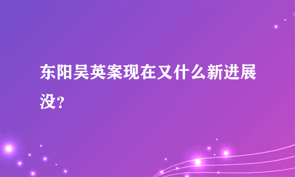 东阳吴英案现在又什么新进展没？