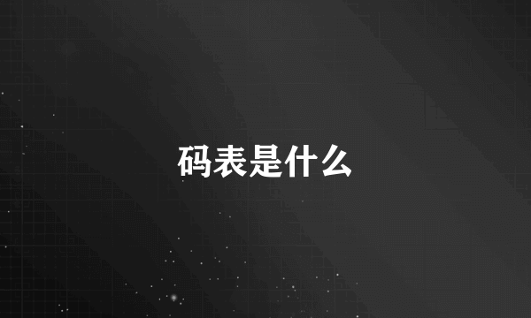 码表是什么