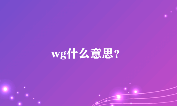 wg什么意思？