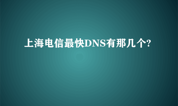 上海电信最快DNS有那几个?