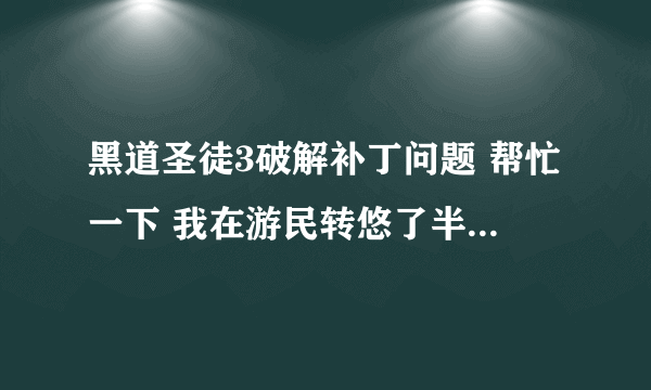 黑道圣徒3破解补丁问题 帮忙一下 我在游民转悠了半天 我要下STEAM版本的 但是补丁要下哪个？？？