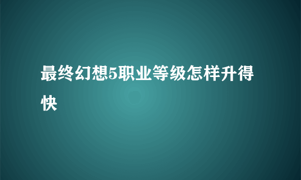 最终幻想5职业等级怎样升得快