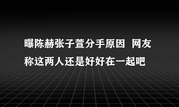 曝陈赫张子萱分手原因  网友称这两人还是好好在一起吧