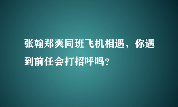 张翰郑爽同班飞机相遇，你遇到前任会打招呼吗？