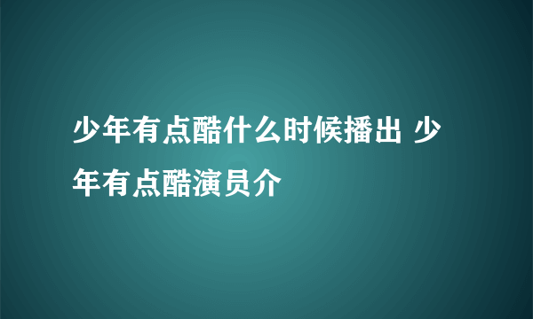 少年有点酷什么时候播出 少年有点酷演员介