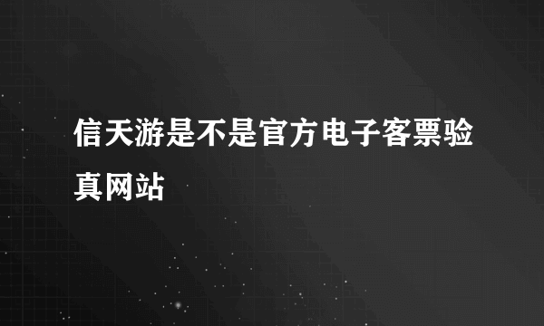 信天游是不是官方电子客票验真网站