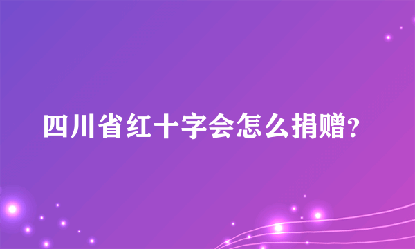 四川省红十字会怎么捐赠？