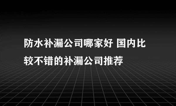 防水补漏公司哪家好 国内比较不错的补漏公司推荐