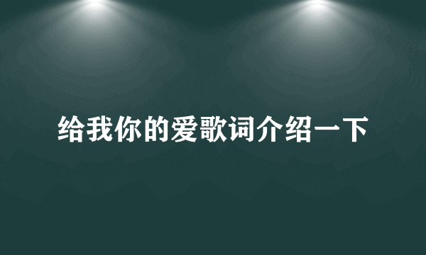 给我你的爱歌词介绍一下