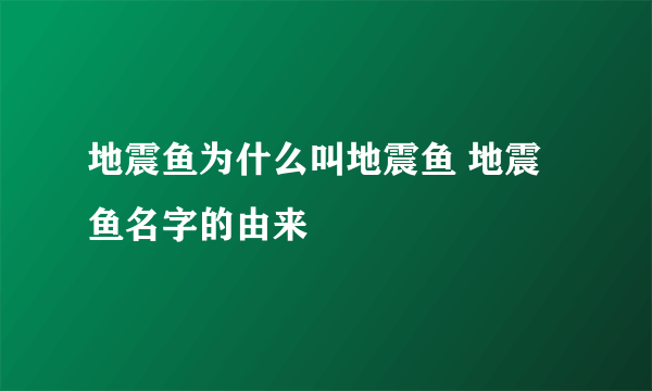 地震鱼为什么叫地震鱼 地震鱼名字的由来