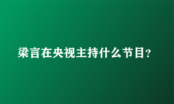 梁言在央视主持什么节目？