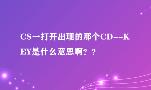 CS一打开出现的那个CD--KEY是什么意思啊？？