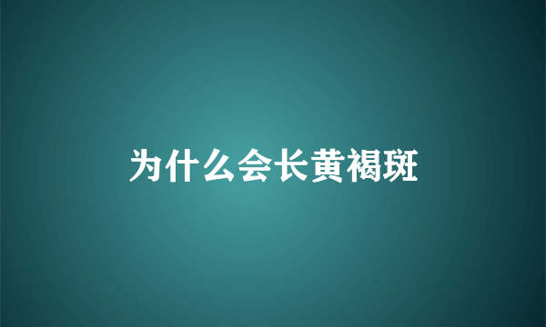 为什么会长黄褐斑