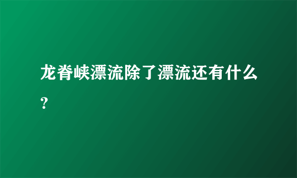 龙脊峡漂流除了漂流还有什么？