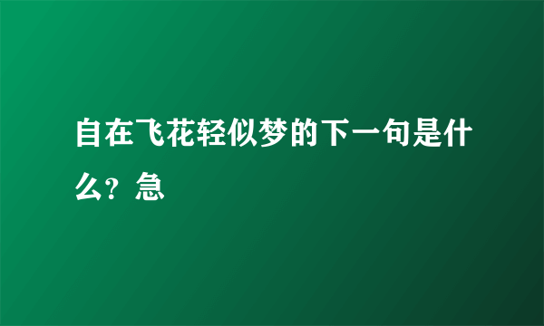 自在飞花轻似梦的下一句是什么？急