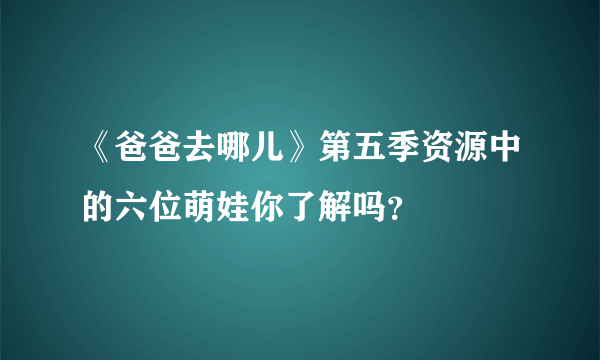 《爸爸去哪儿》第五季资源中的六位萌娃你了解吗？