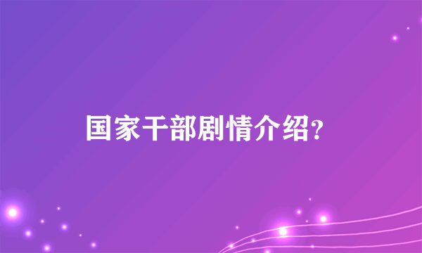 国家干部剧情介绍？