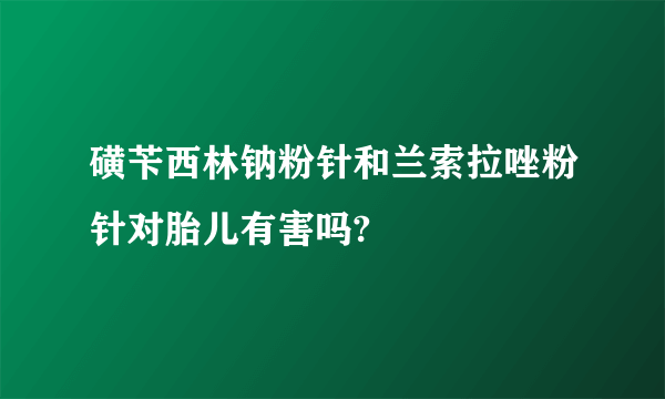 磺苄西林钠粉针和兰索拉唑粉针对胎儿有害吗?