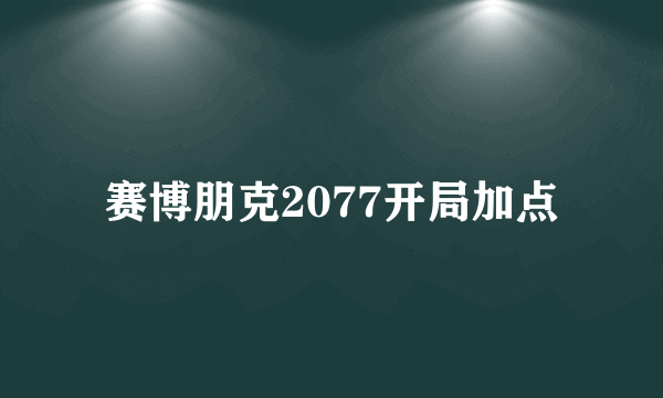 赛博朋克2077开局加点