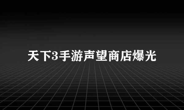 天下3手游声望商店爆光