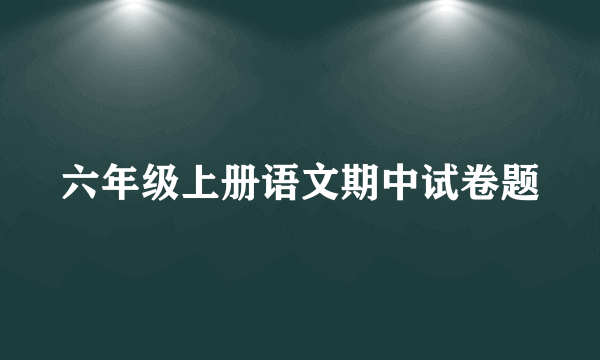 六年级上册语文期中试卷题