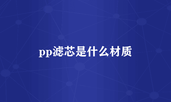 pp滤芯是什么材质