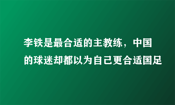 李铁是最合适的主教练，中国的球迷却都以为自己更合适国足