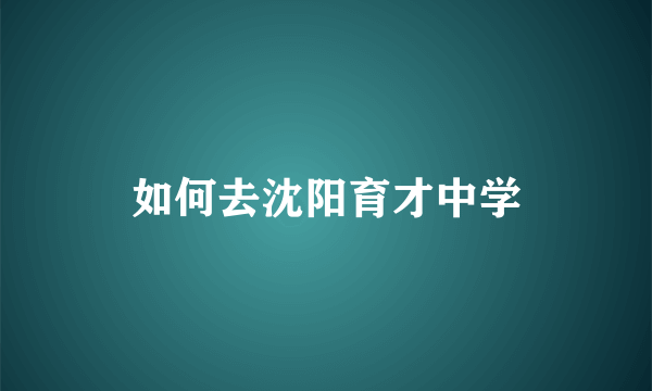 如何去沈阳育才中学