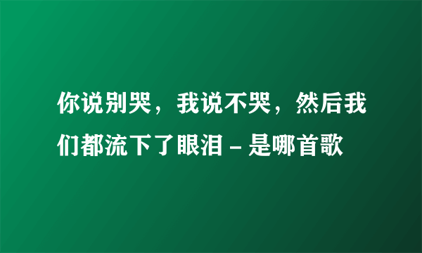 你说别哭，我说不哭，然后我们都流下了眼泪－是哪首歌