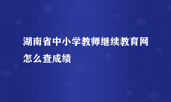 湖南省中小学教师继续教育网怎么查成绩