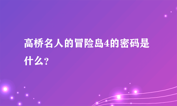 高桥名人的冒险岛4的密码是什么？