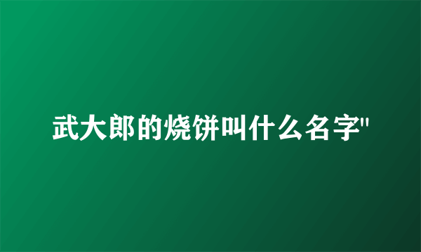 武大郎的烧饼叫什么名字