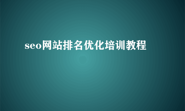 seo网站排名优化培训教程